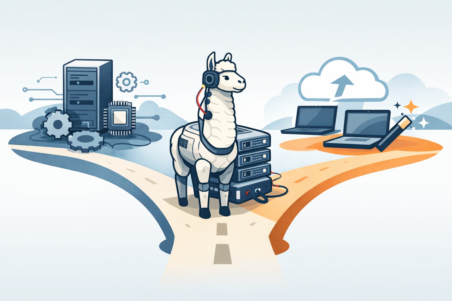 Illustration zum Artikel: Lokale KI mit Llama.cpp: Wann die flexible Alternative zu Ollama und LM Studio zählt
