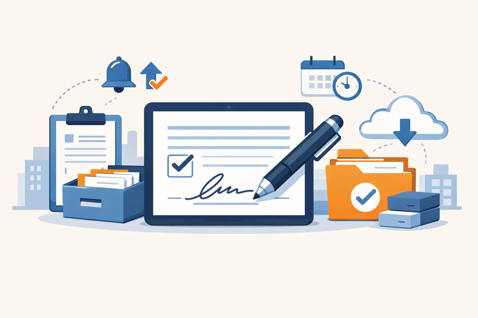 Illustration zum Artikel: Verträge digital unterschreiben: einfach für kleine Teams