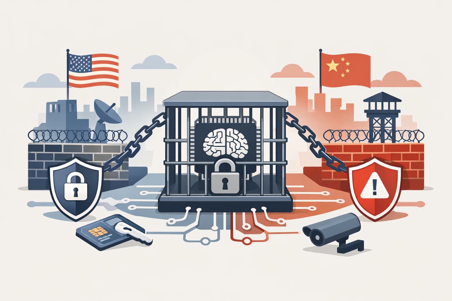 Illustration zum Artikel: Anthropic und Mythos: Warum schon ein moeglicher China-Zugriff zum Governance-Test wird
