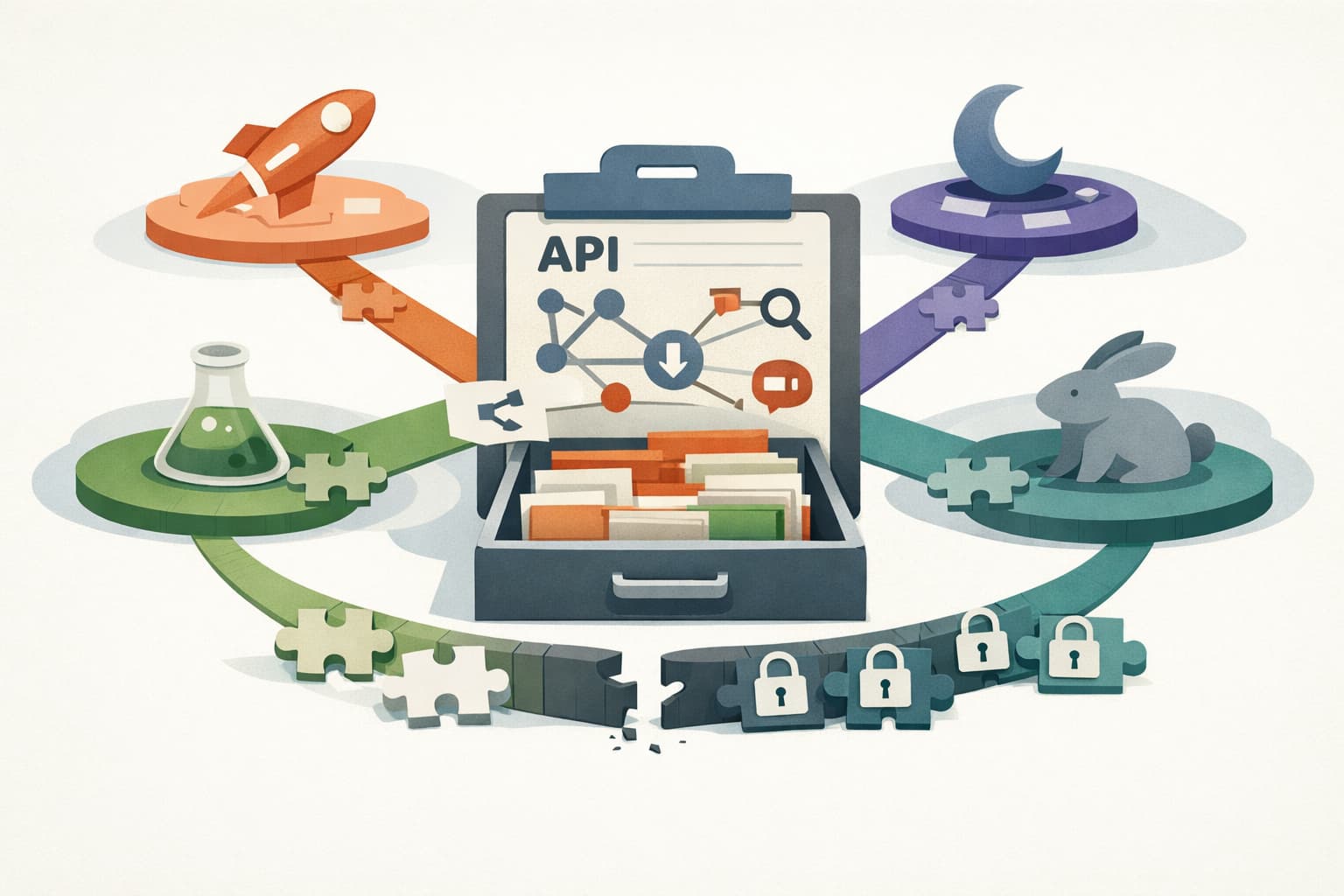 Illustration zum Artikel: API-Apps für kleine Teams: welche bleibt einfach?
