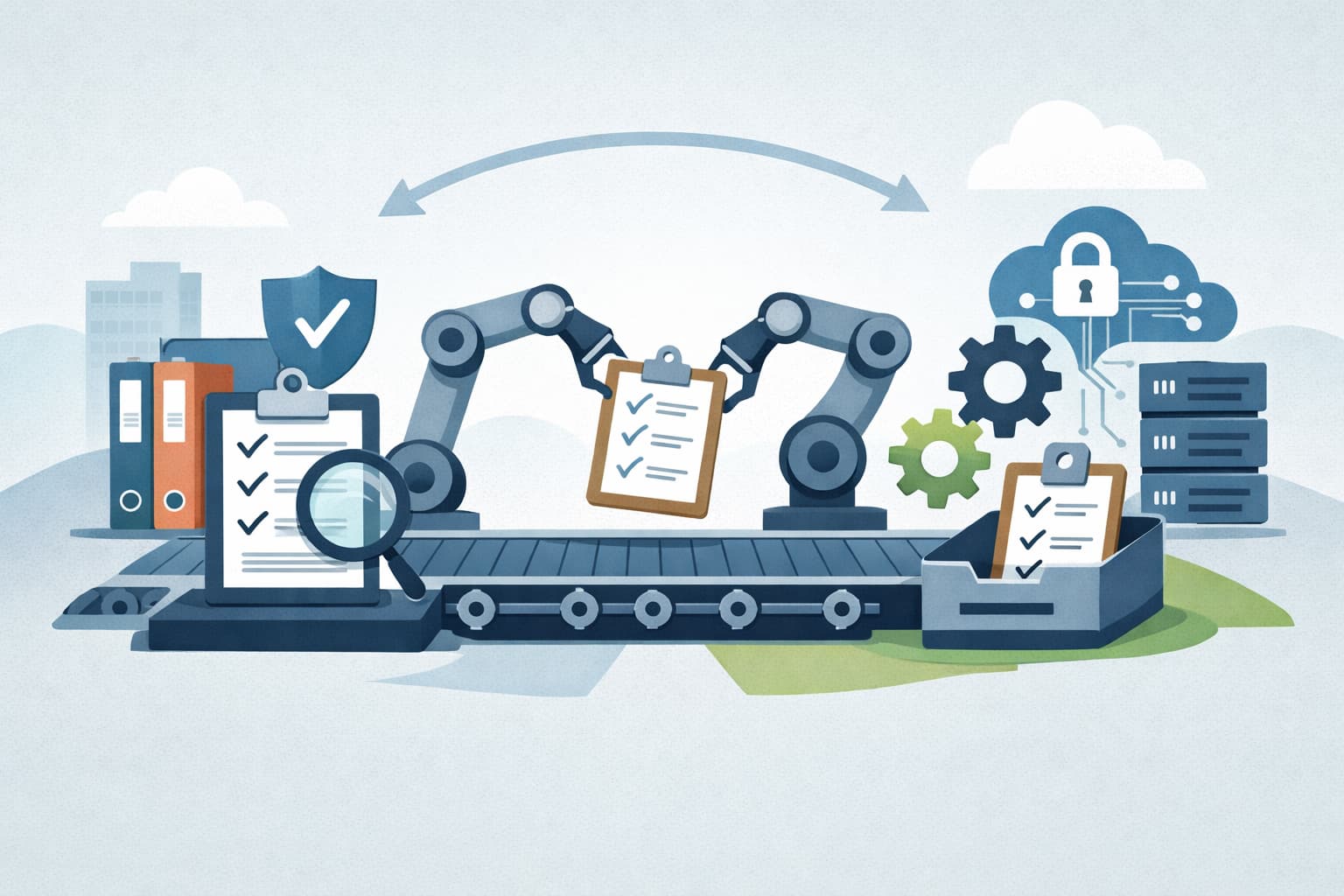 Illustration zum Artikel: Warum Compliance-Automation jetzt vom Audit-Problem zum Betriebsmodell wird