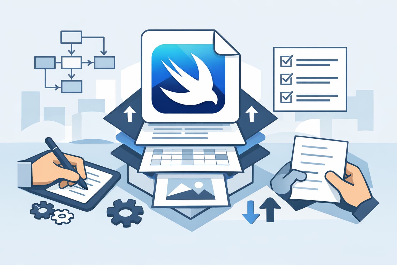 Illustration zum Artikel: SwiftUI wird zur ernsten Dokumenten-Schicht für echte Apps