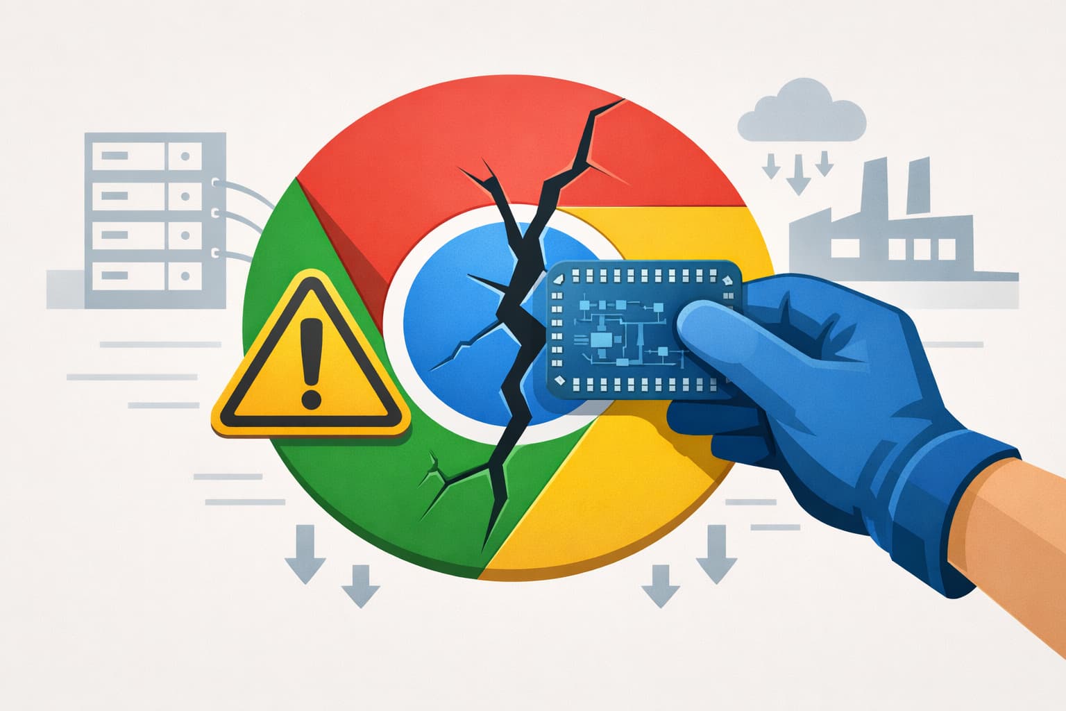Illustration zum Artikel: Chrome-Zero-Day im Alltag: Was Unternehmen jetzt sofort patchen müssen