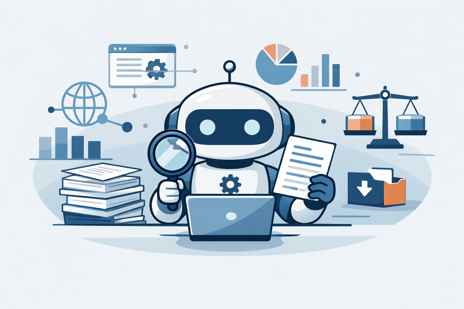 Illustration zum Artikel: Welche KI-Tools helfen bei Markt- und Wettbewerbsrecherche?