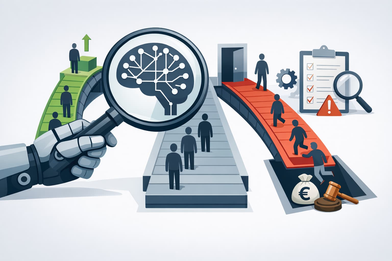 Illustration zum Artikel: Wenn KI im Recruiting biased wird, wird es sofort teuer