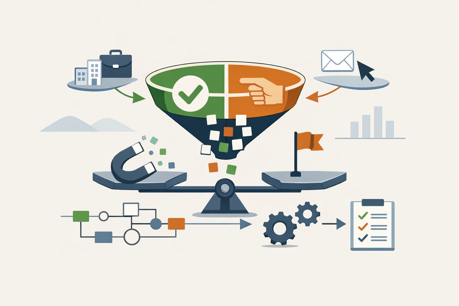 Illustration zum Artikel: Lead-Scoring im B2B-SaaS einführen: Das praxistaugliche Modell für Kriterien, CRM-Felder und Automationen
